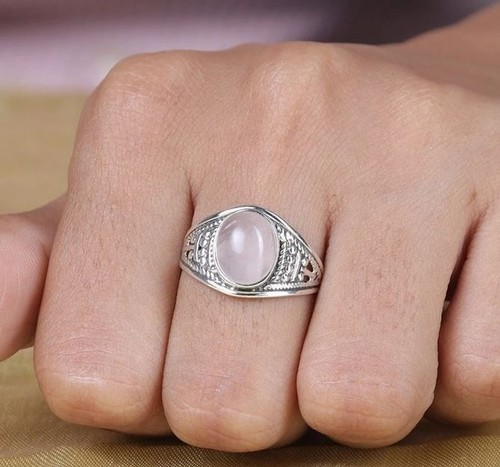 Handgemachter rosenquarz ring - rosenquarz,