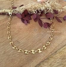 Kaffeebohnenkette 6MM X 60 CM Vergoldet 18 KARAT 750/1000 Schmuck