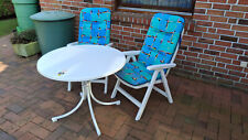 Gartentisch "werzalit" klappbar 90 cm mit 2 Sessel "Kettler" Hochlehner Auflagen