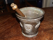 sehr grosser alter Mörser mit Stößel massiv Bronze/ Messing top Rarität