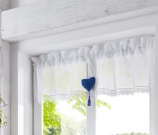 Scheibengardine mit Spitze Gr.1 H30/B90 Weiß Bistrogardine Küchen-Vorhang Neu*