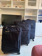 Kofferset 3-tlg Weichgepäck, schwarz, guter Zustand, Abdeckung, Kulturbeutel