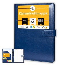 perfect line Klemmbrettmappe A4 Kunstleder Business Akten Mappe Magnet blau