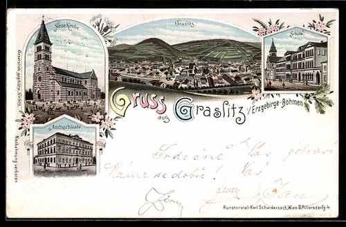 Lithographie graslitz - lithographie, /