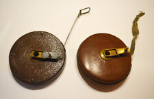 2 x alte 25 m Rollbandmass-Maßband Lederkapsel Leinen/Metall-band ca. 1930