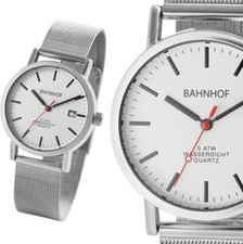 BAHNHOF Herrenuhr Damenuhr Armbanduhr Meshband Bahnhofsuhr mit & ohne Datum