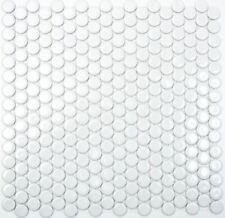 Mosaik Fliese Keramik Knopf weiß glänzend Fliesenspiegel 10-0102_f | 10 Matten