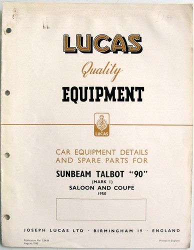Lucas sunbeam talbot - sunbeam, 90