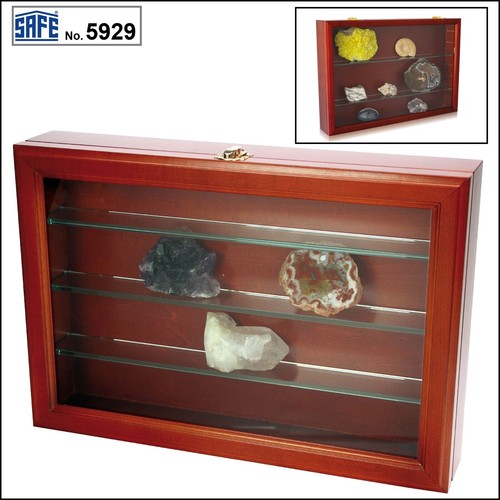 Holzvitrine midi mineralien - holzvitrine,