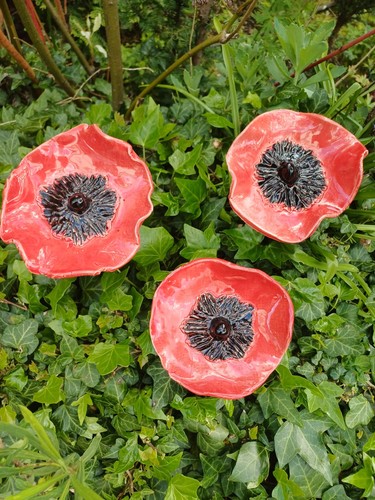 Stück mohnblüte rot unikat - rot,