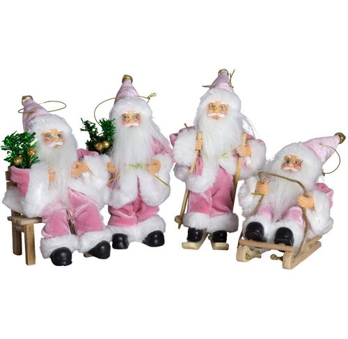 Deko weihnachtsmann 18cm rosa - 18cm,