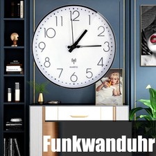 Wanduhr Funkuhr Funkwanduhr Quarz Analog Uhr 30CM automatische Zeitumstellung