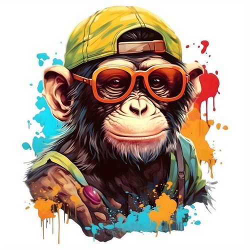 Bügelbild cooler affe - bügelbild,