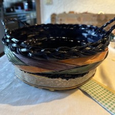 Alter Weidenkorb Korb Henkel Geschenke, Früchtekorb, Aufbewahrung, Goldleisten