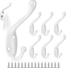 8 Stück Garderobenhaken Weiß Vintage Kleiderhaken Wand Metall, Doppelt Wandhaken