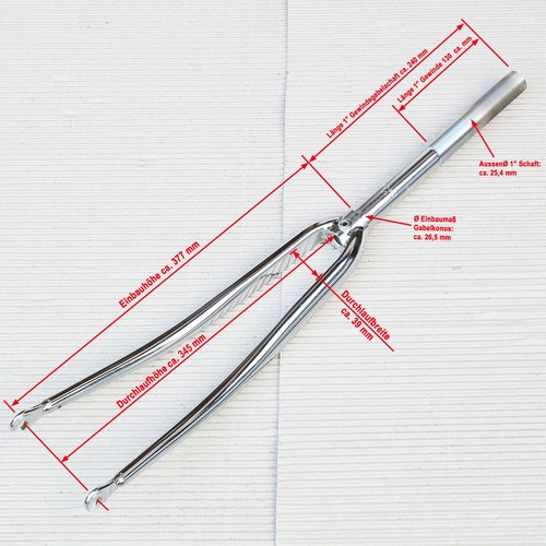 Gabel 1 verchromt - cr-mo, 1"