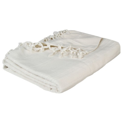 Tagesdecke mit fransen creme - tagesdecke,