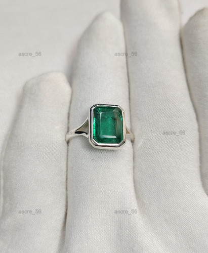 Lab colombian emerald ring - colombian,
