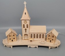 Weihnachten Advents Deko LED Kirche Fachwerk Häuser Holz natur Beleuchtung