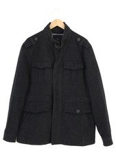 EDC BY ESPRIT Herren Klassischer Mantel Gr. 52/XL Schwarz Woll-Mix