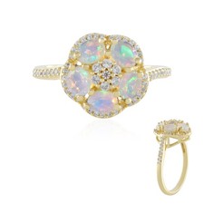 Cavill Ring Welo Opal 925 Silber Goldplattiert 1,55ct Zirkon Damen- Echtschmuck