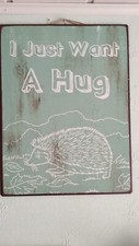 Metallschild Igel I just want a hug Blechschild Schild grün Wanddeko Dekoschild