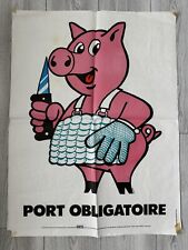 Plakat (80x60) - INRS - Pub Schwein Pflichthafen - Zeichner Bauer - 1982