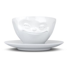 Teetasse Tasse Kaffee-Tasse Kaffeepott grinsend weiß Gesichtstasse TV Tasse