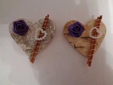 Hochzeitsanstecker, Gästeanstecker Birkenherz, Herz lila & versch. Farben