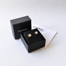 CHANEL 20B Crystal CC Perlen Ohrringe Earrings Gold Strass