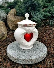 Grablaterne mit Granitsockel + LED Kerze Grablampe Grableuchte  Grablicht HERZ