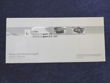 RENAULT Clio Sport V6, Sport 2.0 16V Preisliste 04.2004