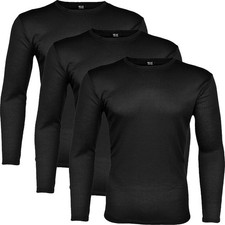 3er Pack Thermo Unterhemd Herren Thermoshirt langarm Winter Unterwäsche schwarz