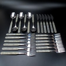 Konge Tinn Besteck Set 24-teilig Wikinger-Motive Heilag Olav Og Hans Menn Norway