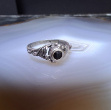 Ring Silber 925 Onyx schwarz durchbrochen anmutig fein 13mm Kinderring vintage