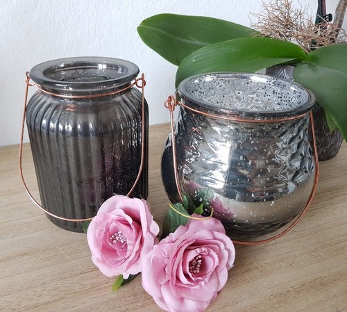 Windlicht glas bauernsilber - windlicht,
