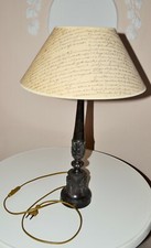 Tischlampe Antik Jugendstil, massiver Standfuss, selten schöner Schirm