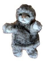 Steiff Katze Handpuppe - grau - mit Knopf Im Ohr - ~30cm - Vintage