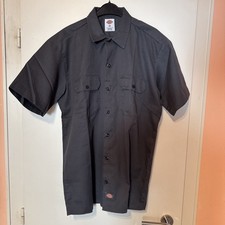 Dickies Herren-Hemd Kurzarm Dunkel Grau Anthrazit Größe M - Vintage - Gebraucht