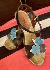 Schuhe s.Oliver Damen Wedges Keil Holz Blumen blau 37/38 Sommer NEU