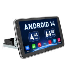 Autoradio 1 DIN 64GB Android 14 Carplay 360° Drehbar Bildschirm WIFI GPS Navi BT