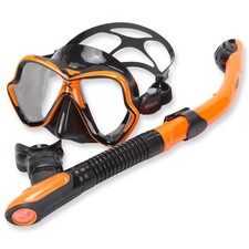 Mares Schnorchelset Caicos mit Trockenschnorchel und X-Vision - schwarz orange