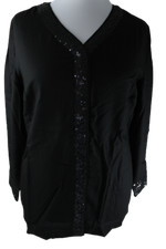 Sheego Damen Bluse Schwarz