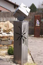 Säule Sonne + Würfel blank Edelrost  Metall Stele NEU