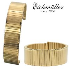Uhrenarmband Gold Stahl in 8/10/12/14/16/18/20 mm Flexband Zugband Eichmüller