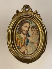 Erhard &Söhne Bild Bilderrahmen Goldblech Puppenstube Zubehör Antik Alt Blech