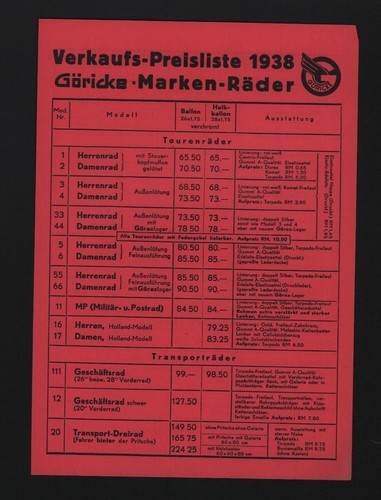 Bielefeld preisliste 1938 - preisliste,