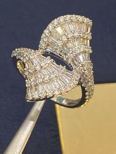 Pave 1,67 Cts Runde Baguette Cut Diamanten Verlobung Ring In 585 Solide 14K Gold