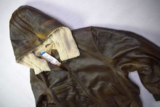 Vintage Leder Jacke Leather Jacket Winter Teddy Bomber Flight Flieger 42 NEU NEW