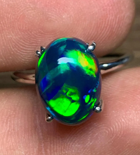 Schwarzer waben opal - opal, ring